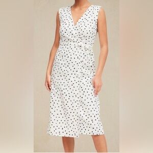 Banana Republic White and Black Polka Dot Midi Dress